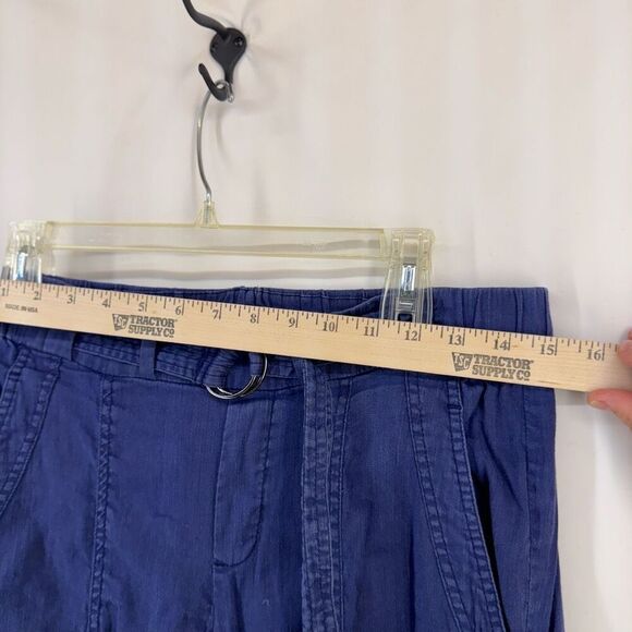 Vince Women's Blue Elastic Waist Belted Linen Blend Trousers Slim Pants Size 2 - Picture 14 of 14